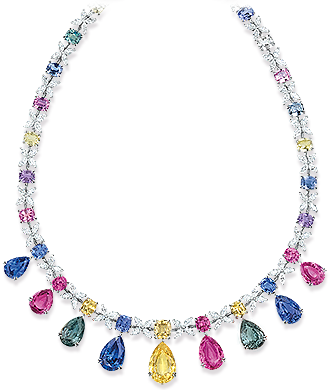 multi-color-sapphire-and-diamond-necklace.Jewellery to wear on New Year's Eve. Read more on www.sophiworldblog.com